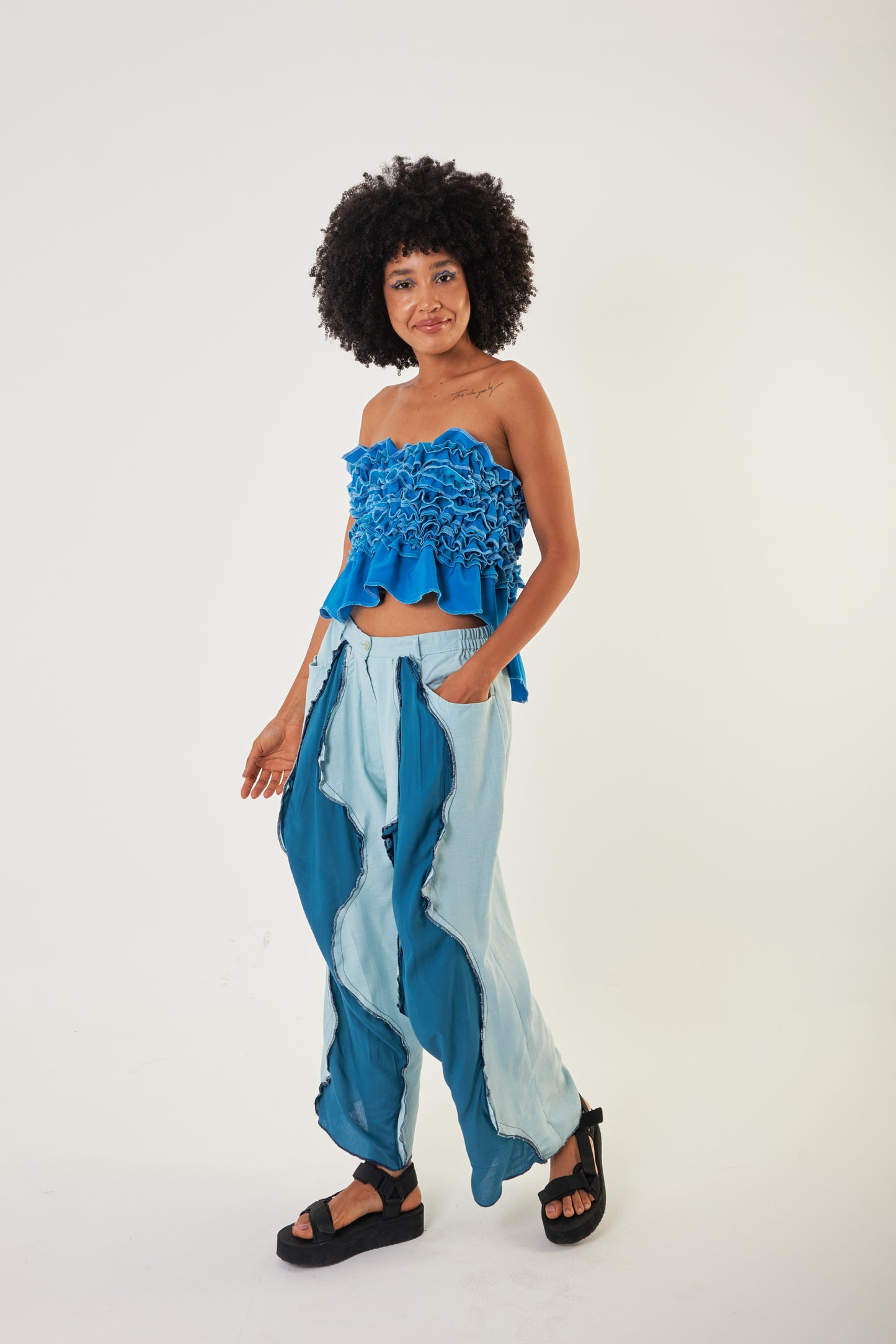 Aqua Aura Ruffle Wrapped Tube Top