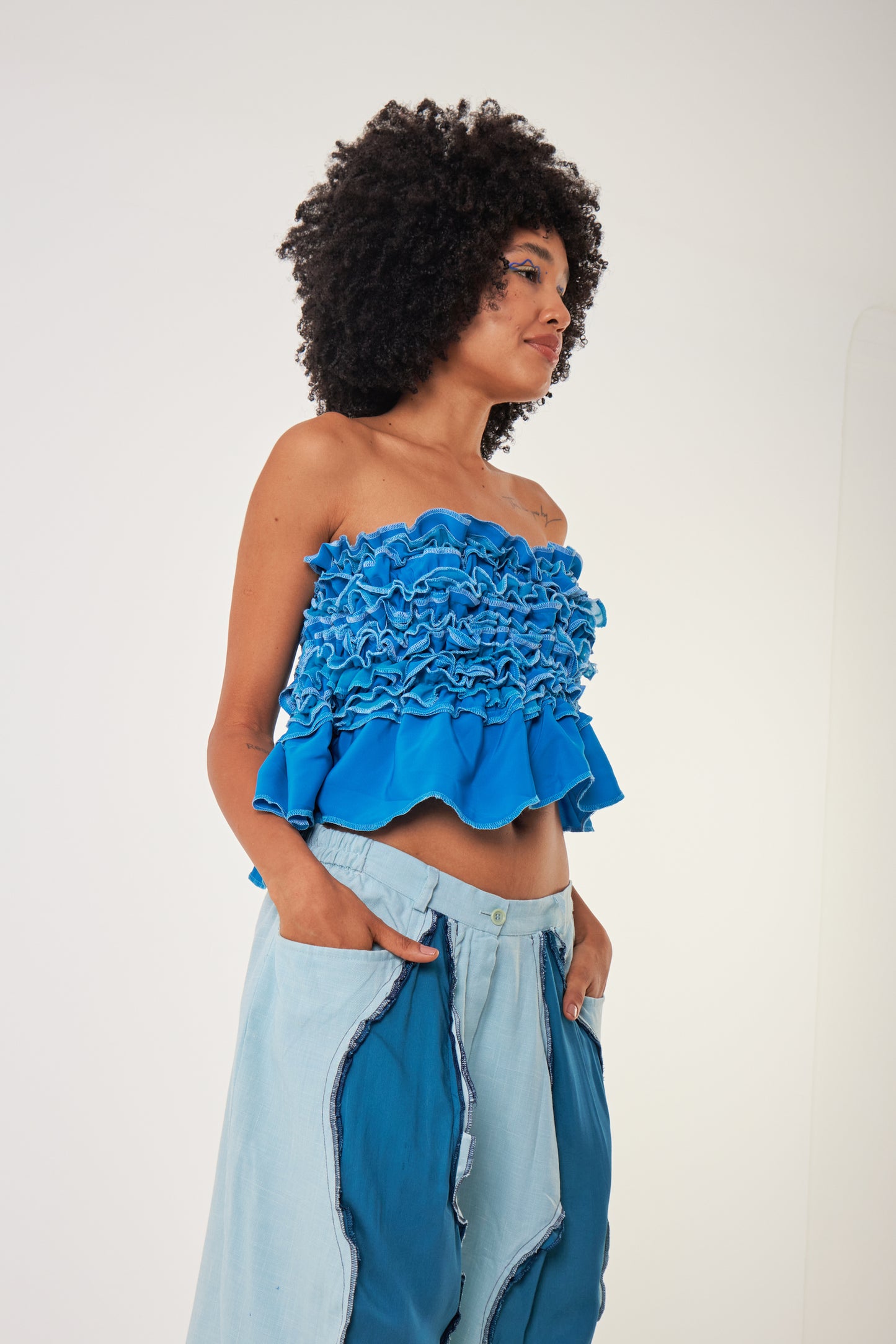 Aqua Aura Ruffle Wrapped Tube Top