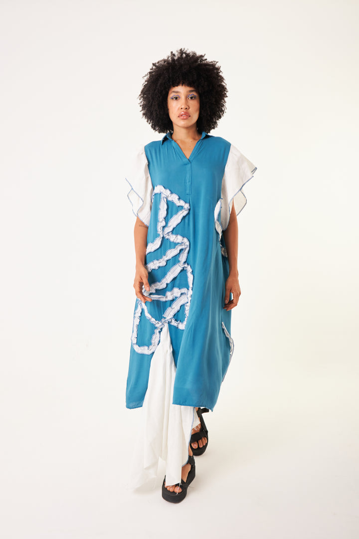 Coral Ruffels Shirt Dress